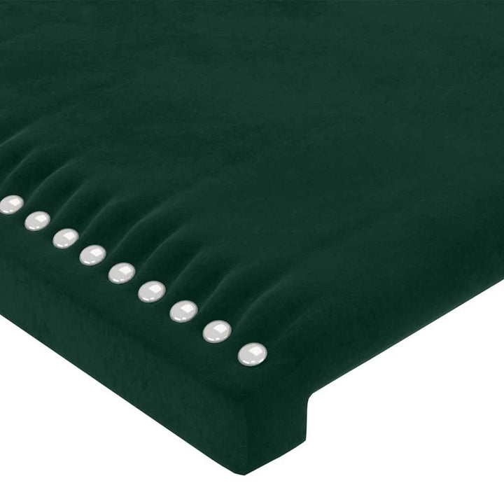 sengegavl med LED-lys 200x5x118/128 cm fløjl mørkegrøn