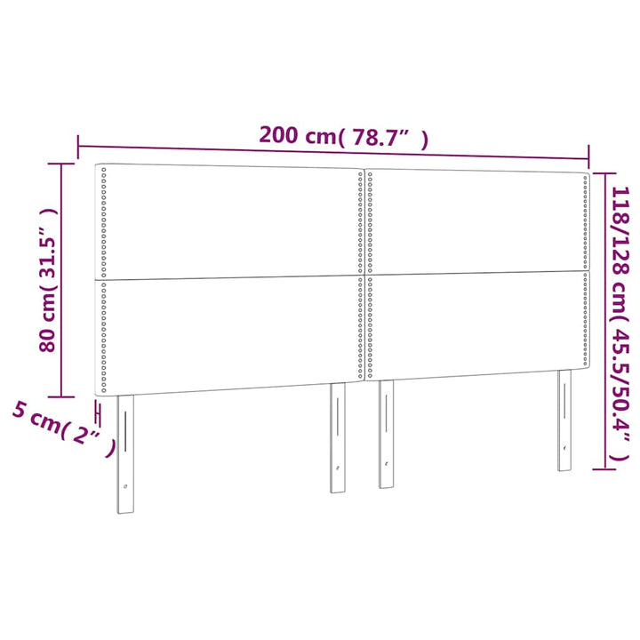 sengegavl med LED-lys 200x5x118/128 cm fløjl mørkegrøn