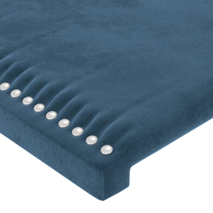 sengegavl med LED-lys 200x5x118/128 cm fløjl mørkeblå