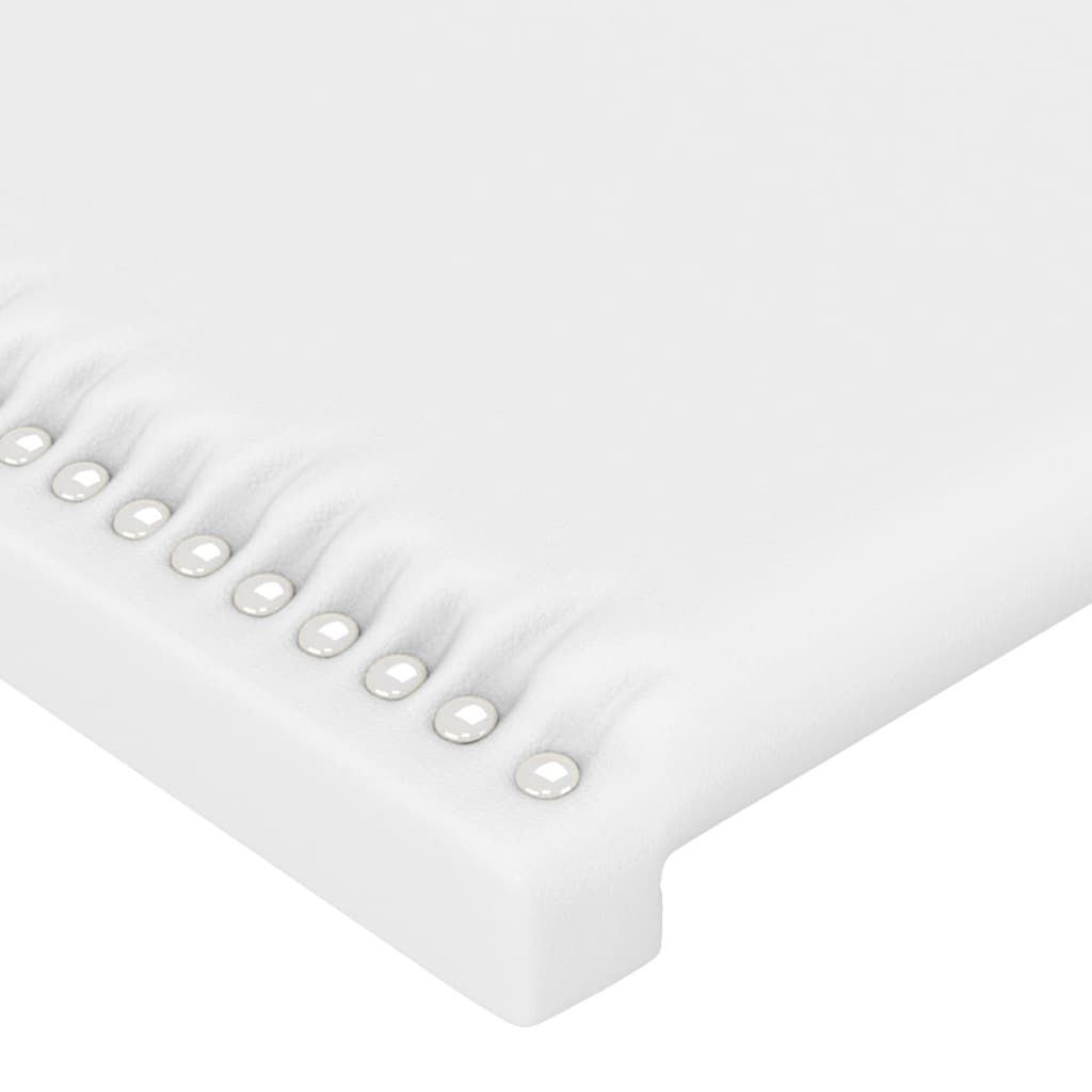 sengegavl med LED-lys 100x5x118/128 cm kunstlæder hvid