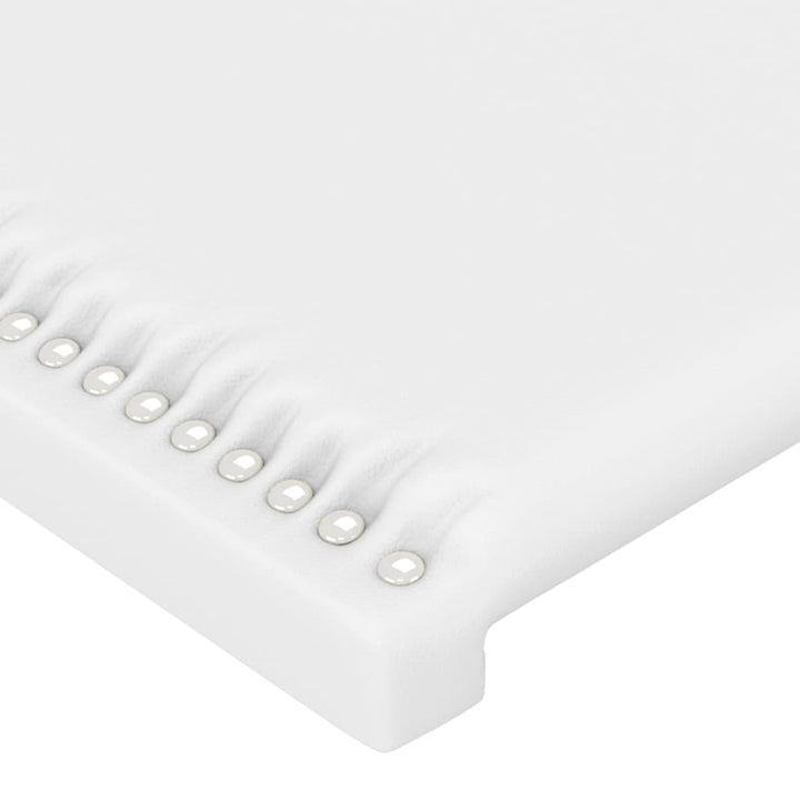 sengegavl med LED-lys 200x5x118/128 cm kunstlæder hvid