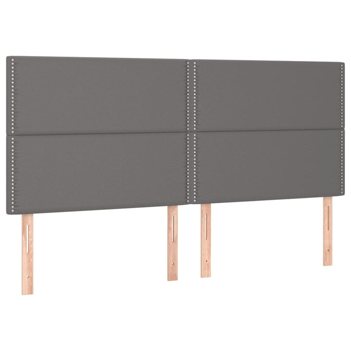 sengegavl med LED-lys 200x5x118/128 cm kunstlæder grå