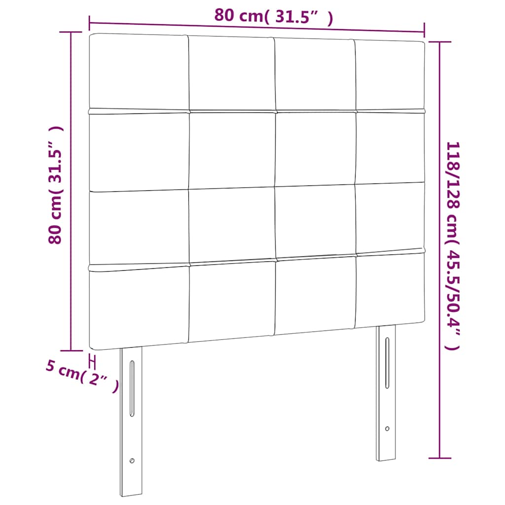sengegavl med LED-lys 80x5x118/128 cm stof mørkebrun