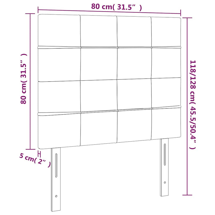 sengegavl med LED-lys 80x5x118/128 cm stof mørkebrun