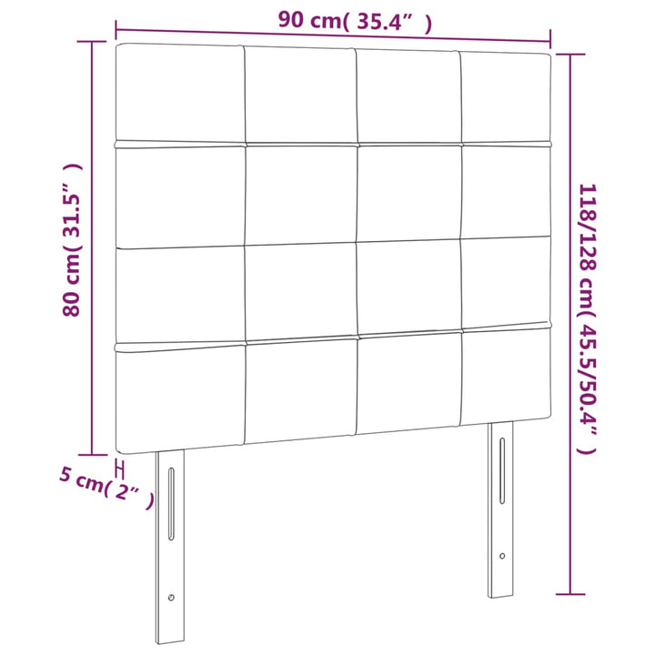 sengegavl med LED-lys 90x5x118/128 cm stof cremefarvet
