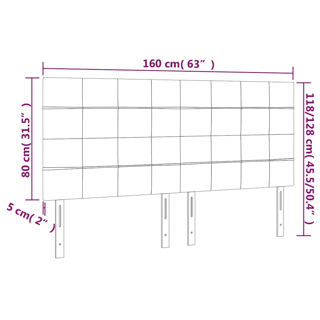 sengegavl med LED-lys 160x5x118/128 cm stof mørkebrun
