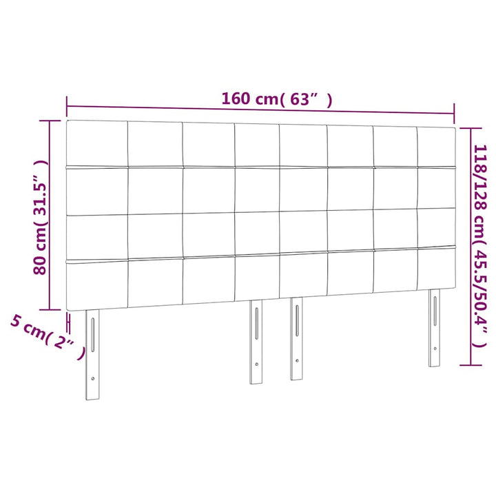 sengegavl med LED-lys 160x5x118/128 cm stof mørkebrun