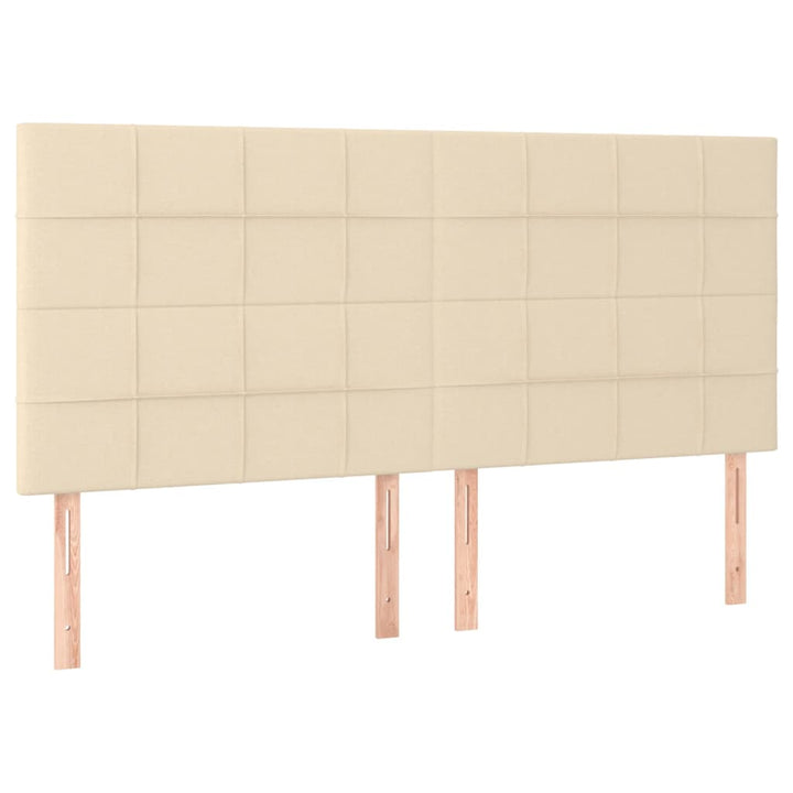 sengegavl med LED-lys 160x5x118/128 cm stof cremefarvet