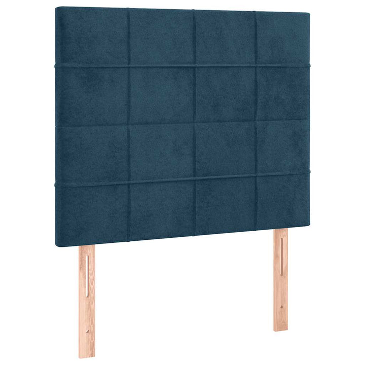 sengegavl med LED-lys 80x5x118/128 cm fløjl mørkeblå