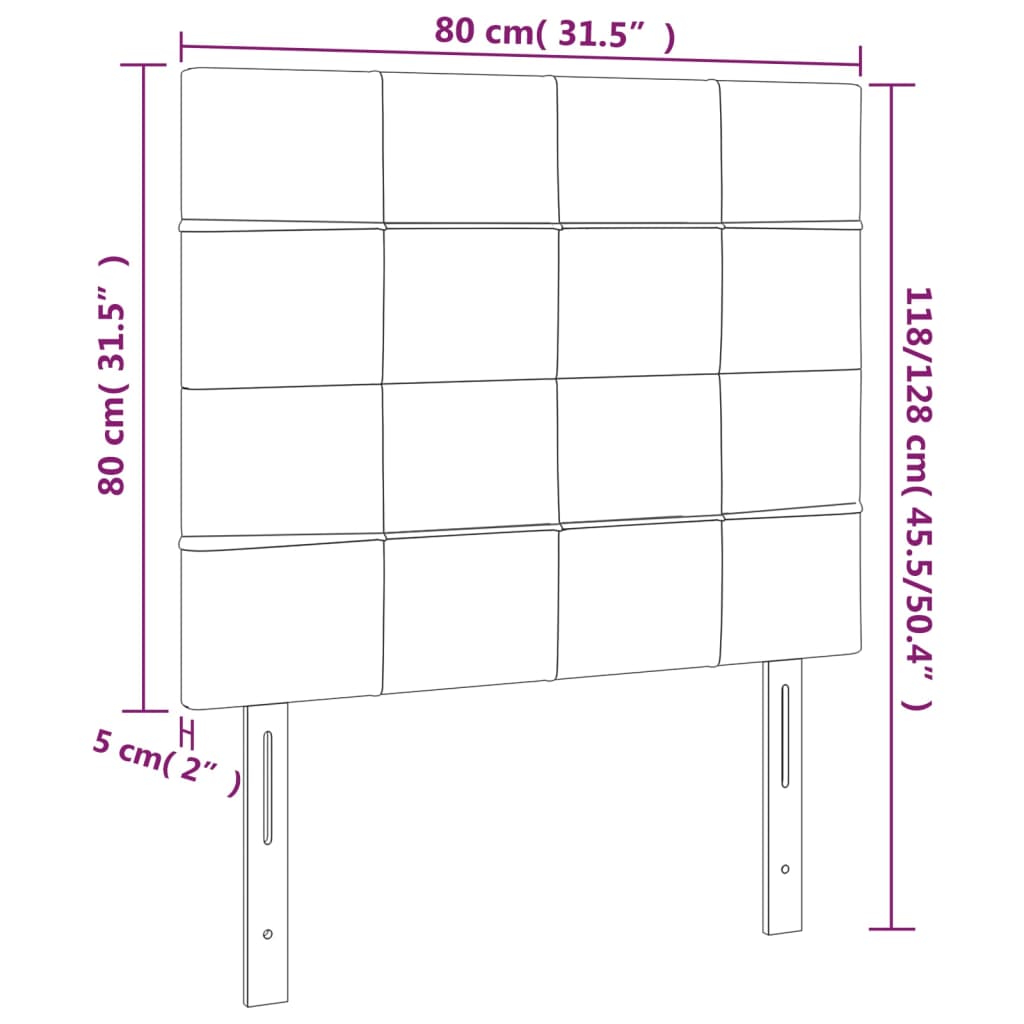 sengegavl med LED-lys 80x5x118/128 cm fløjl lyserød