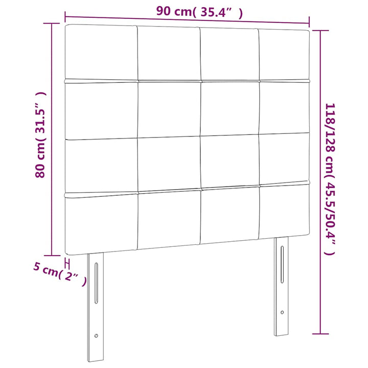 sengegavl med LED-lys 90x5x118/128 cm fløjl mørkeblå