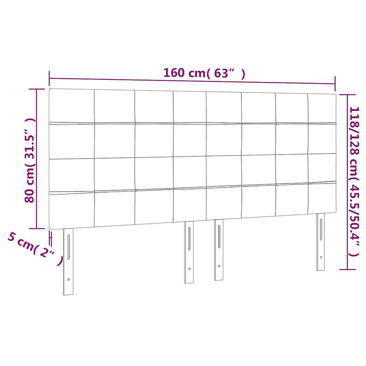 sengegavl med LED-lys 160x5x118/128 cm fløjl mørkegrøn