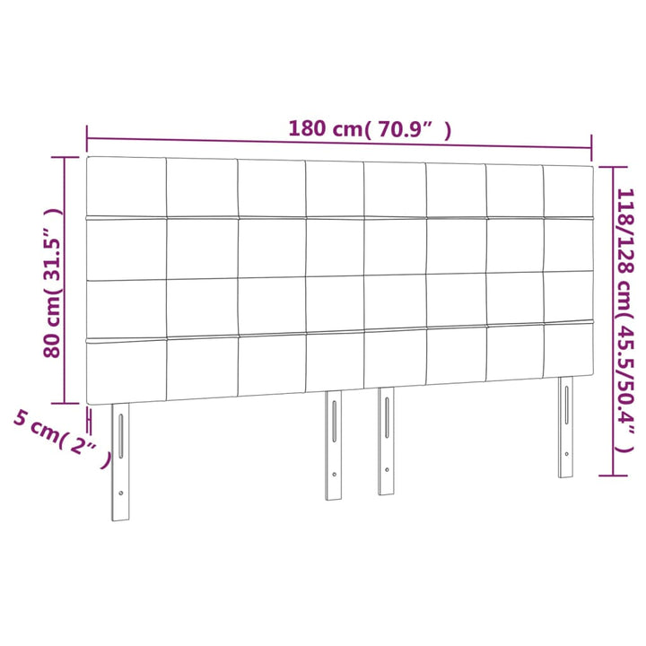sengegavl med LED-lys 180x5x118/128 cm fløjl sort