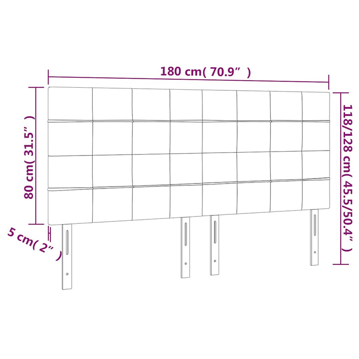 sengegavl med LED-lys 180x5x118/128 cm fløjl mørkegrøn
