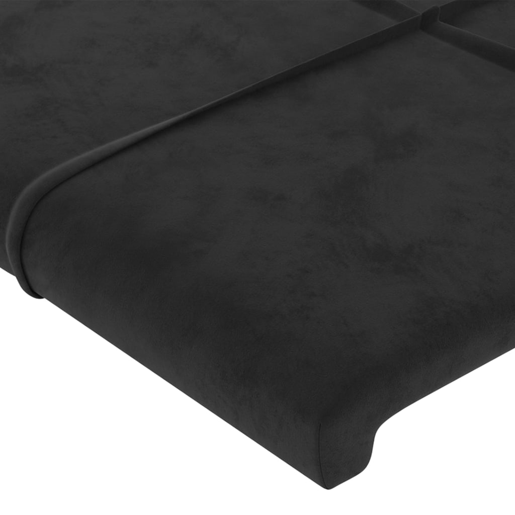 sengegavl med LED-lys 200x5x118/128 cm fløjl sort