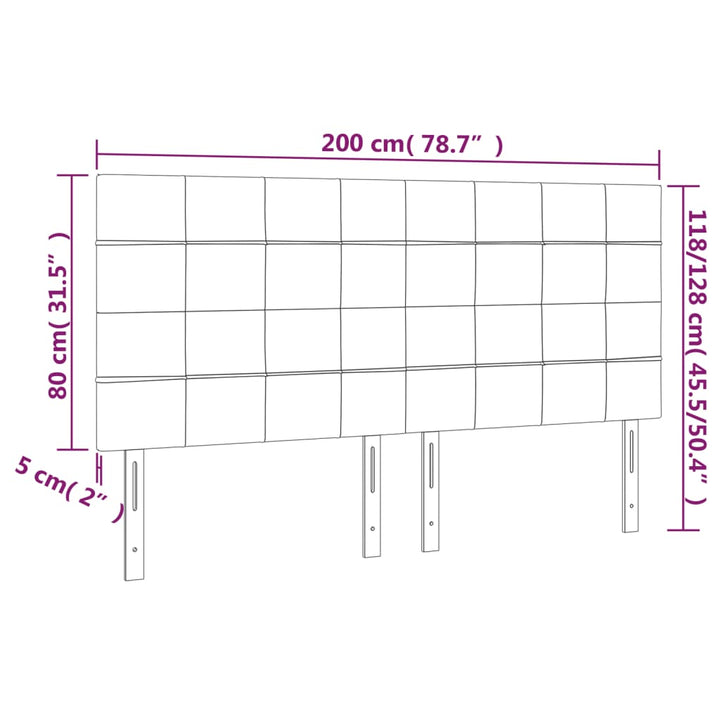 sengegavl med LED-lys 200x5x118/128 cm fløjl sort
