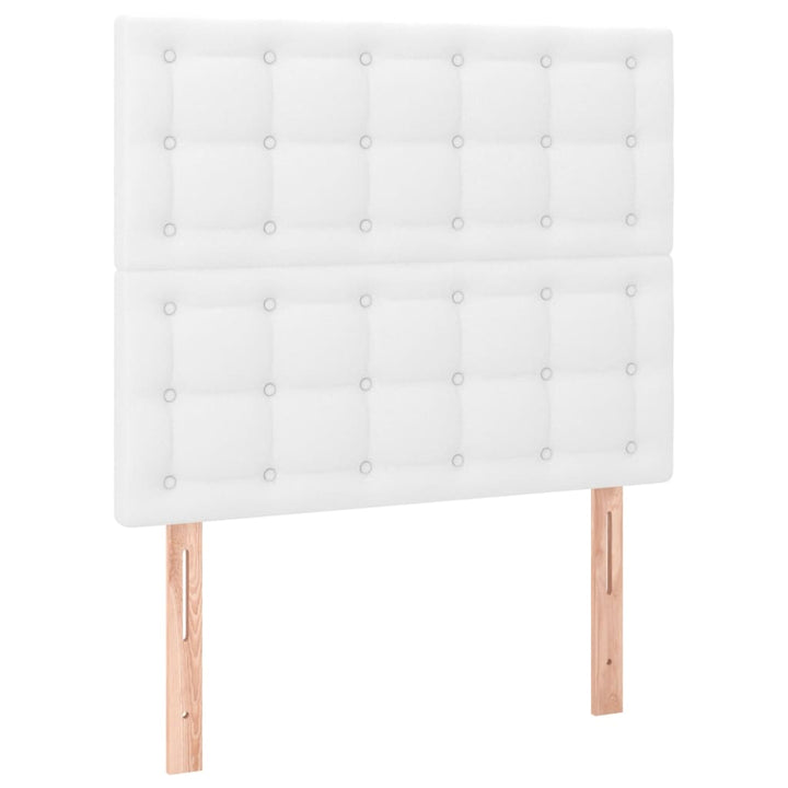 sengegavl med LED-lys 80x5x118/128 cm kunstlæder hvid