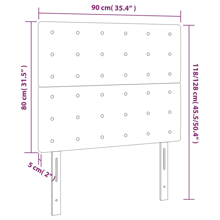 sengegavl med LED-lys 90x5x118/128 cm kunstlæder cappuccino