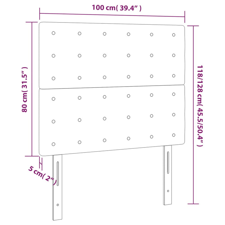 sengegavl med LED-lys 100x5x118/128 cm kunstlæder cappuccino