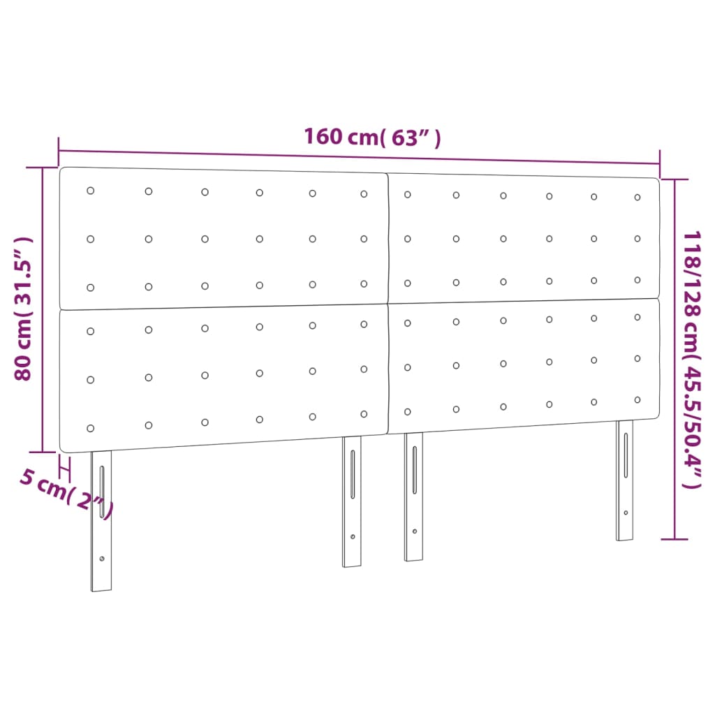sengegavl med LED-lys 160x5x118/128 cm kunstlæder cappuccino