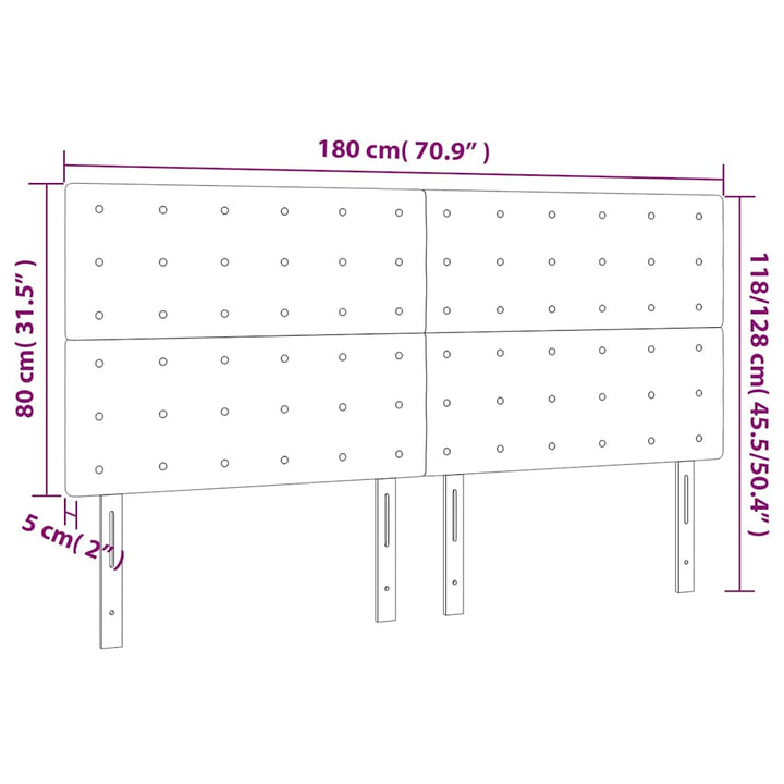 sengegavl med LED-lys 180x5x118/128 cm kunstlæder cremefarvet