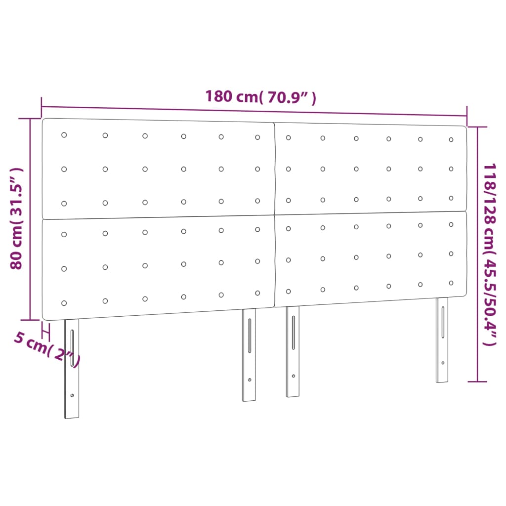 sengegavl med LED-lys 180x5x118/128 cm kunstlæder cappuccino