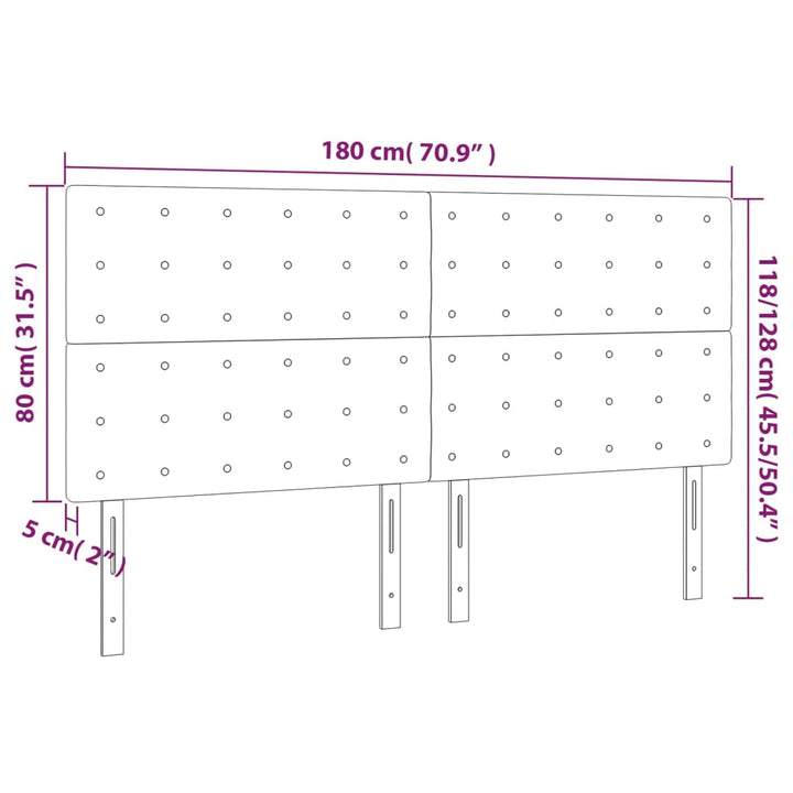 sengegavl med LED-lys 180x5x118/128 cm kunstlæder cappuccino
