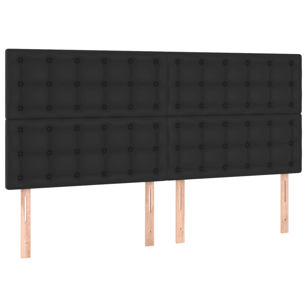 sengegavl med LED-lys 200x5x118/128 cm kunstlæder sort