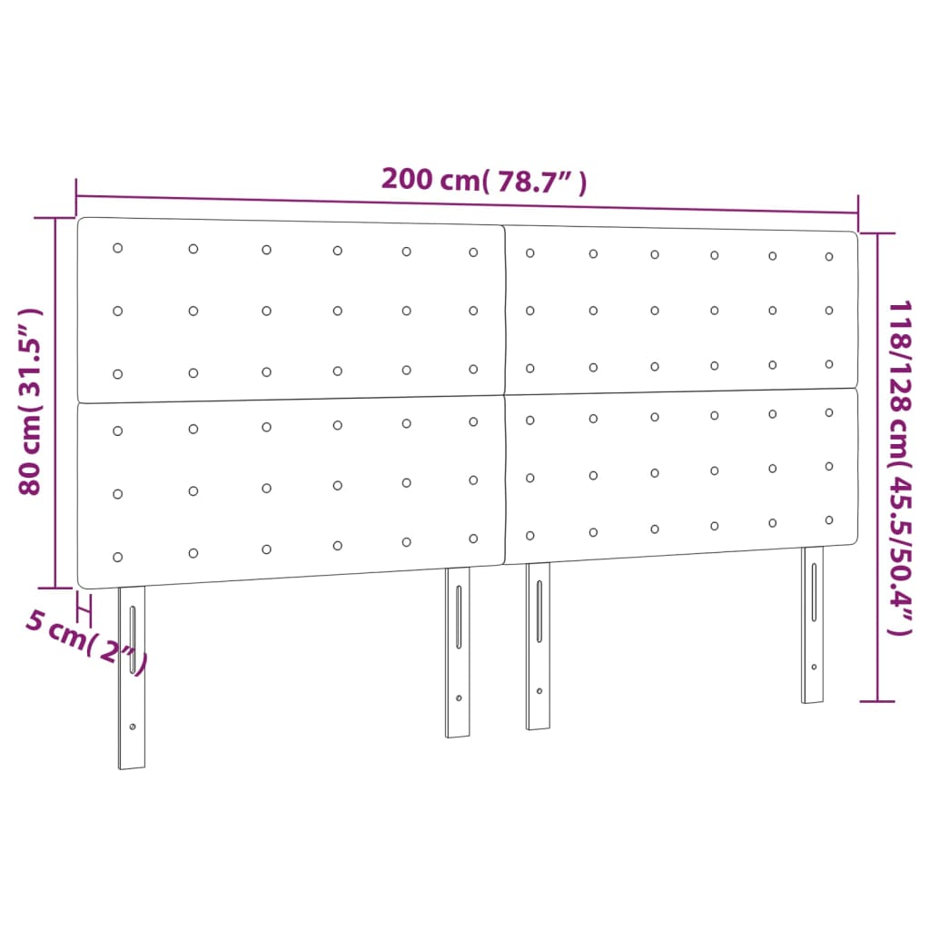 sengegavl med LED-lys 200x5x118/128 cm kunstlæder cremefarvet