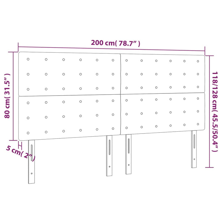 sengegavl med LED-lys 200x5x118/128 cm kunstlæder cremefarvet