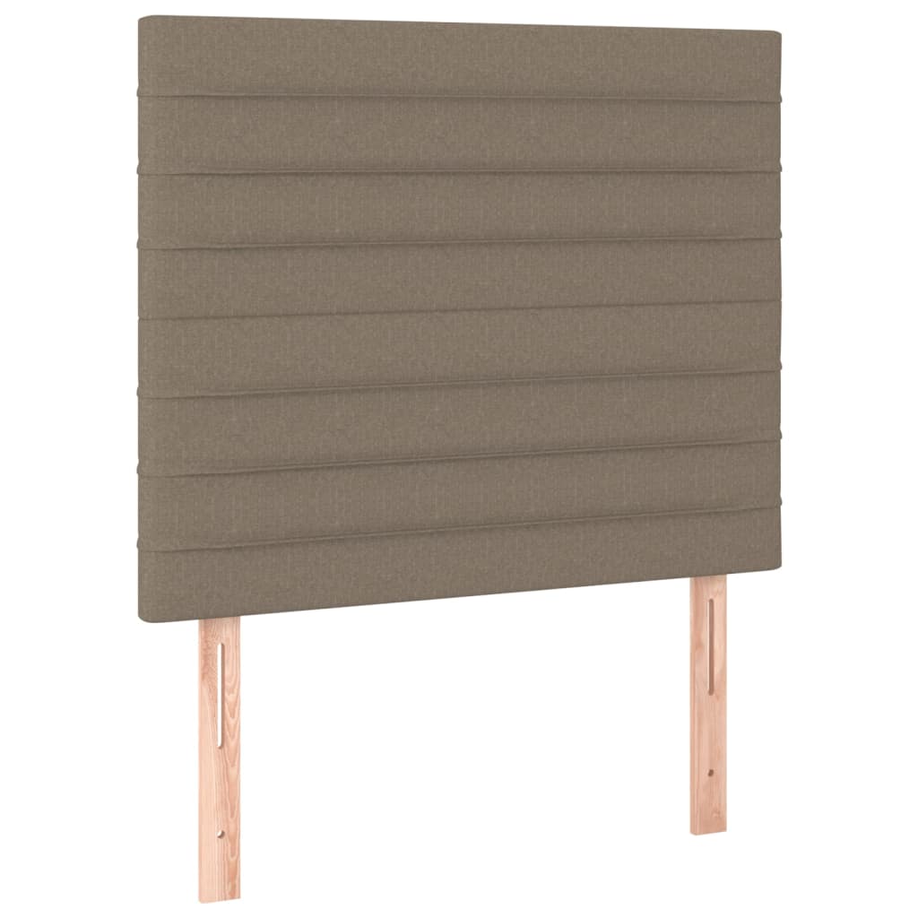 sengegavl med LED-lys 80x5x118/128 cm stof gråbrun