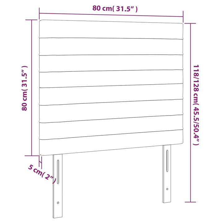 sengegavl med LED-lys 80x5x118/128 cm stof cremefarvet