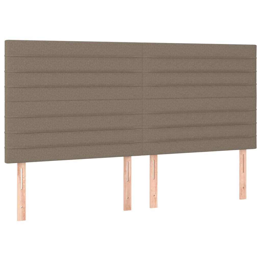sengegavl med LED-lys 160x5x118/128 cm stof gråbrun