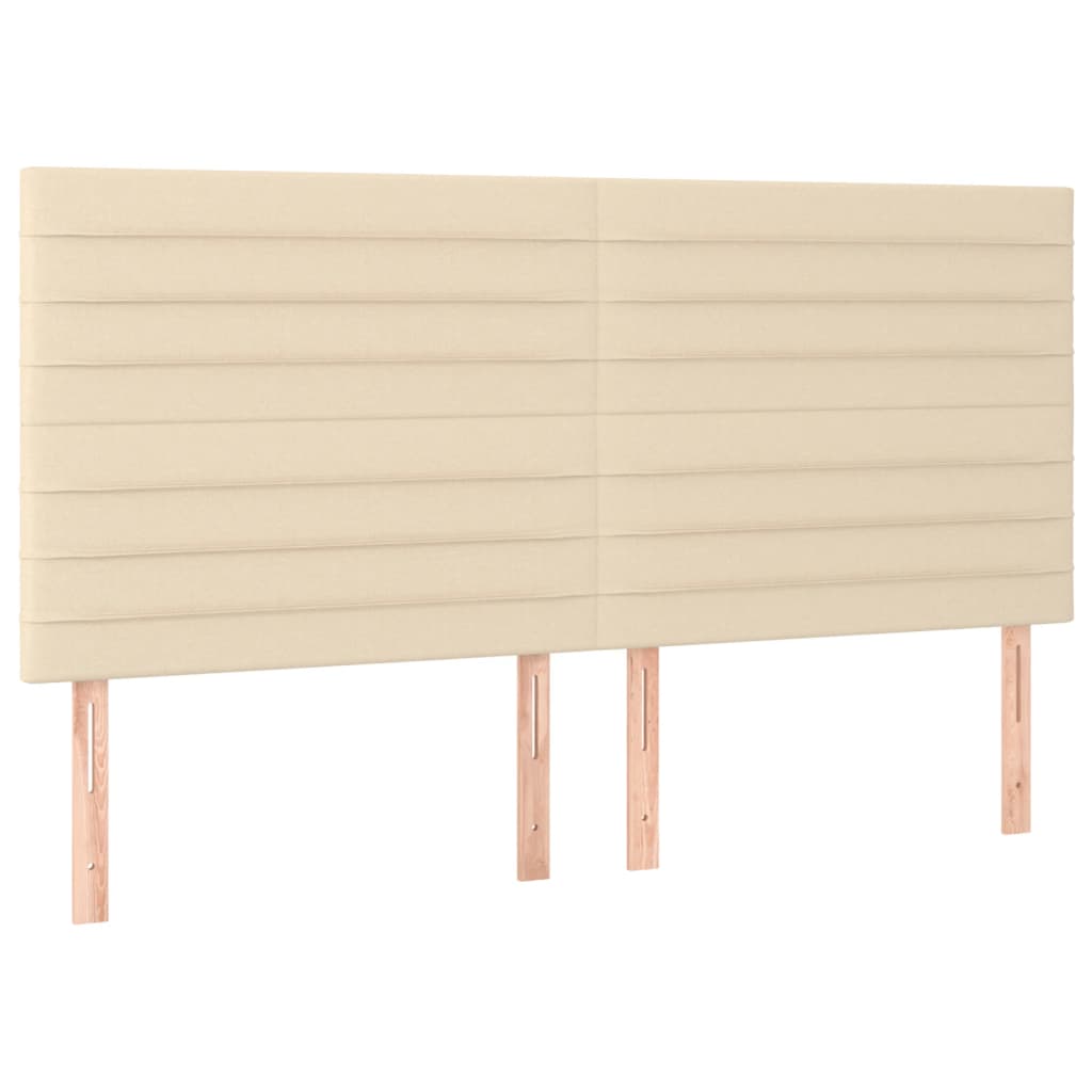 sengegavl med LED-lys 180x5x118/128 cm stof cremefarvet