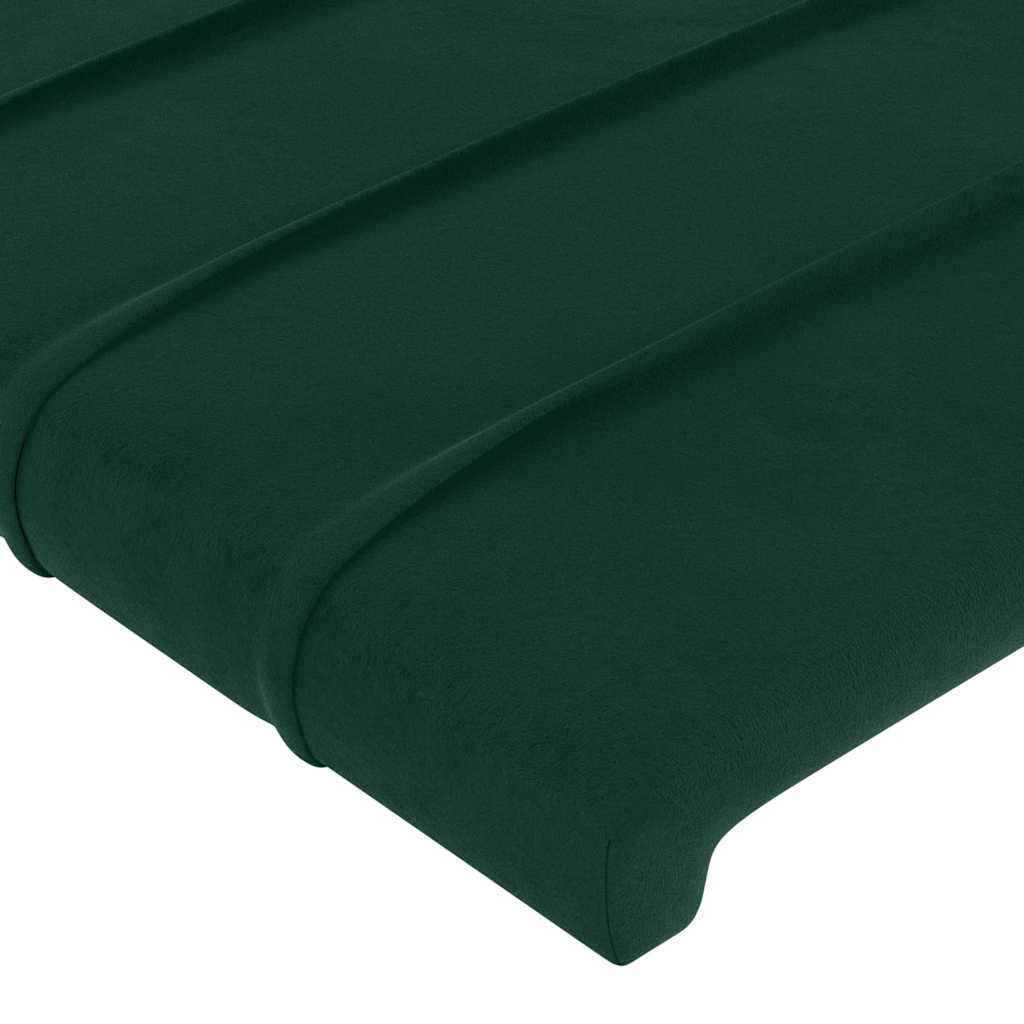 sengegavl med LED-lys 80x5x118/128 cm fløjl mørkegrøn