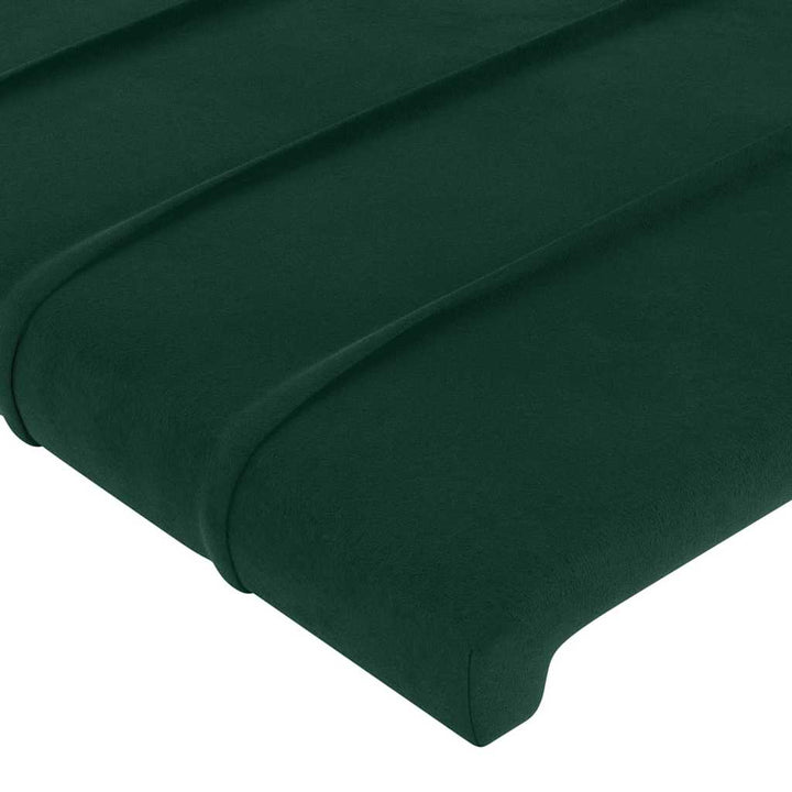 sengegavl med LED-lys 80x5x118/128 cm fløjl mørkegrøn