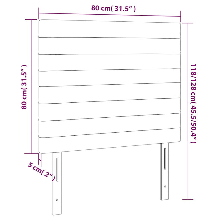 sengegavl med LED-lys 80x5x118/128 cm fløjl mørkegrøn
