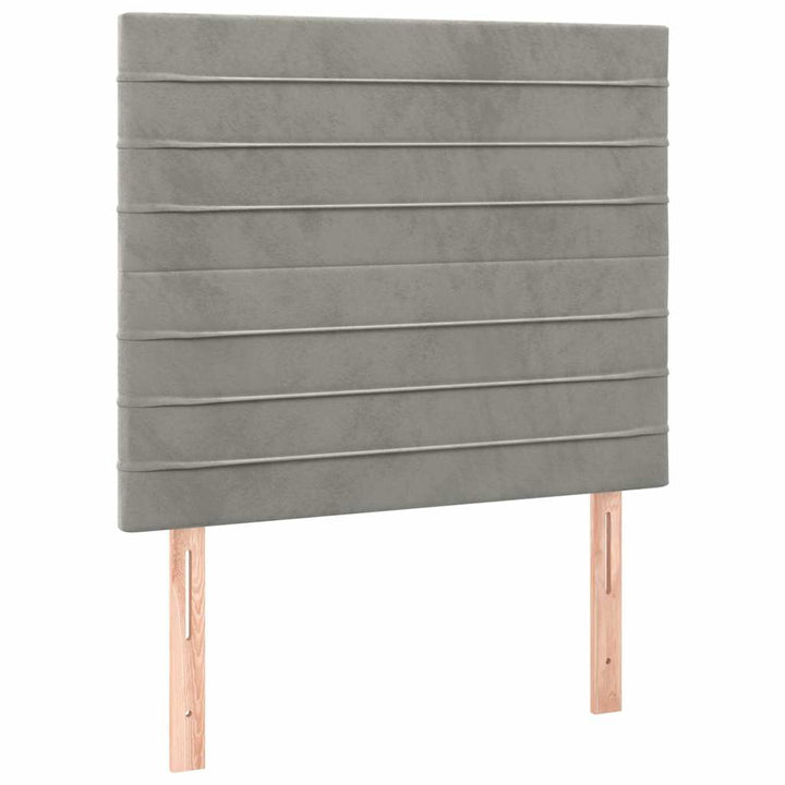 sengegavl med LED-lys 90x5x118/128 cm fløjl lysegrå
