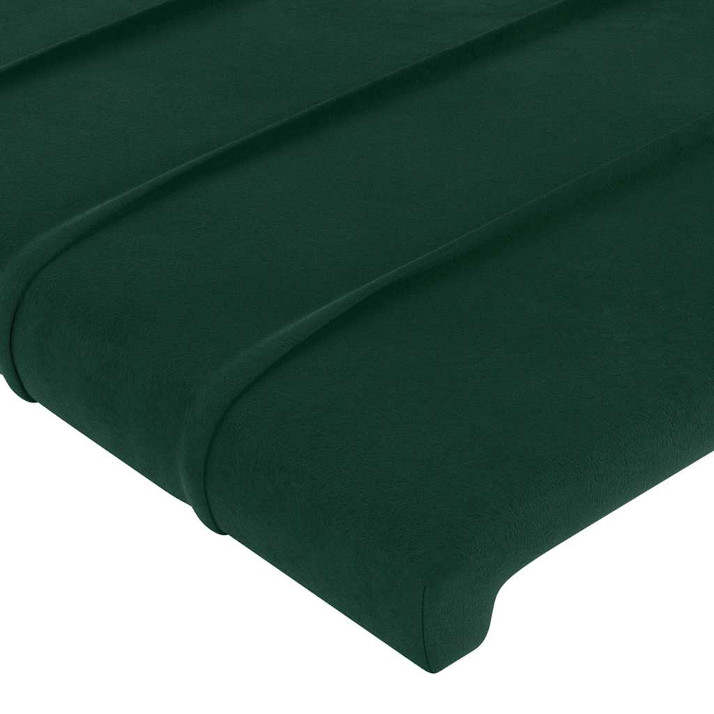 sengegavl med LED-lys 90x5x118/128 cm fløjl mørkegrøn