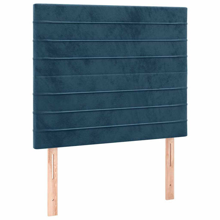 sengegavl med LED-lys 100x5x118/128 cm fløjl mørkeblå