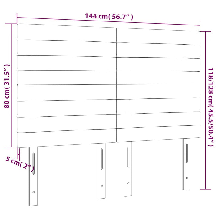 sengegavl med LED-lys 144x5x118/128 cm fløjl mørkegrøn