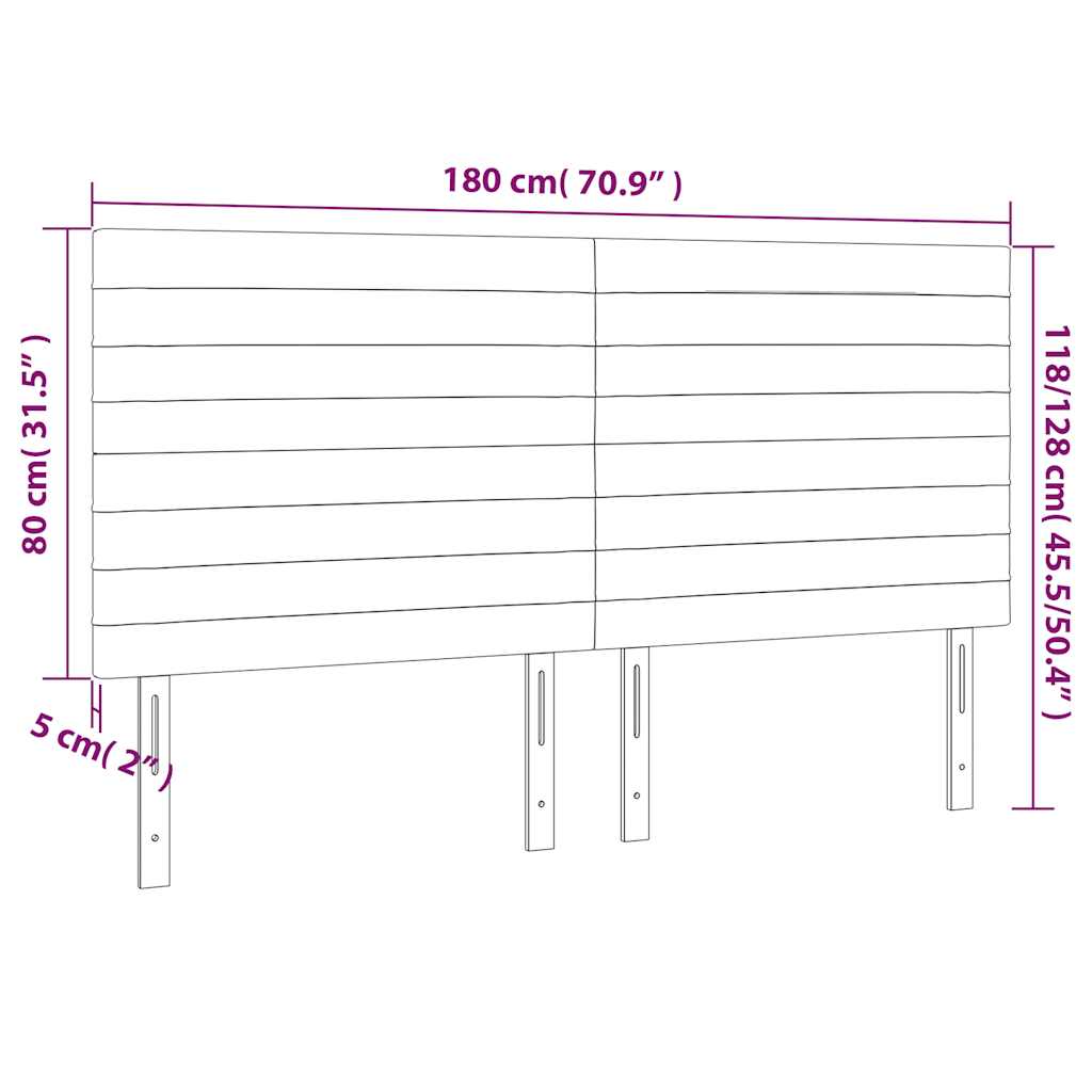 sengegavl med LED-lys 180x5x118/128 cm fløjl mørkegrøn