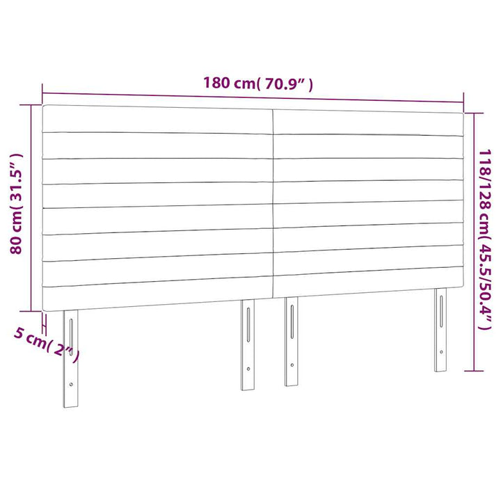 sengegavl med LED-lys 180x5x118/128 cm fløjl mørkegrøn