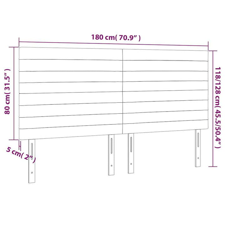 sengegavl med LED-lys 180x5x118/128 cm fløjl mørkeblå
