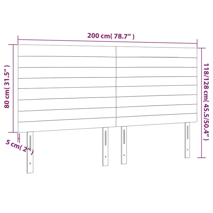 sengegavl med LED-lys 200x5x118/128 cm fløjl sort