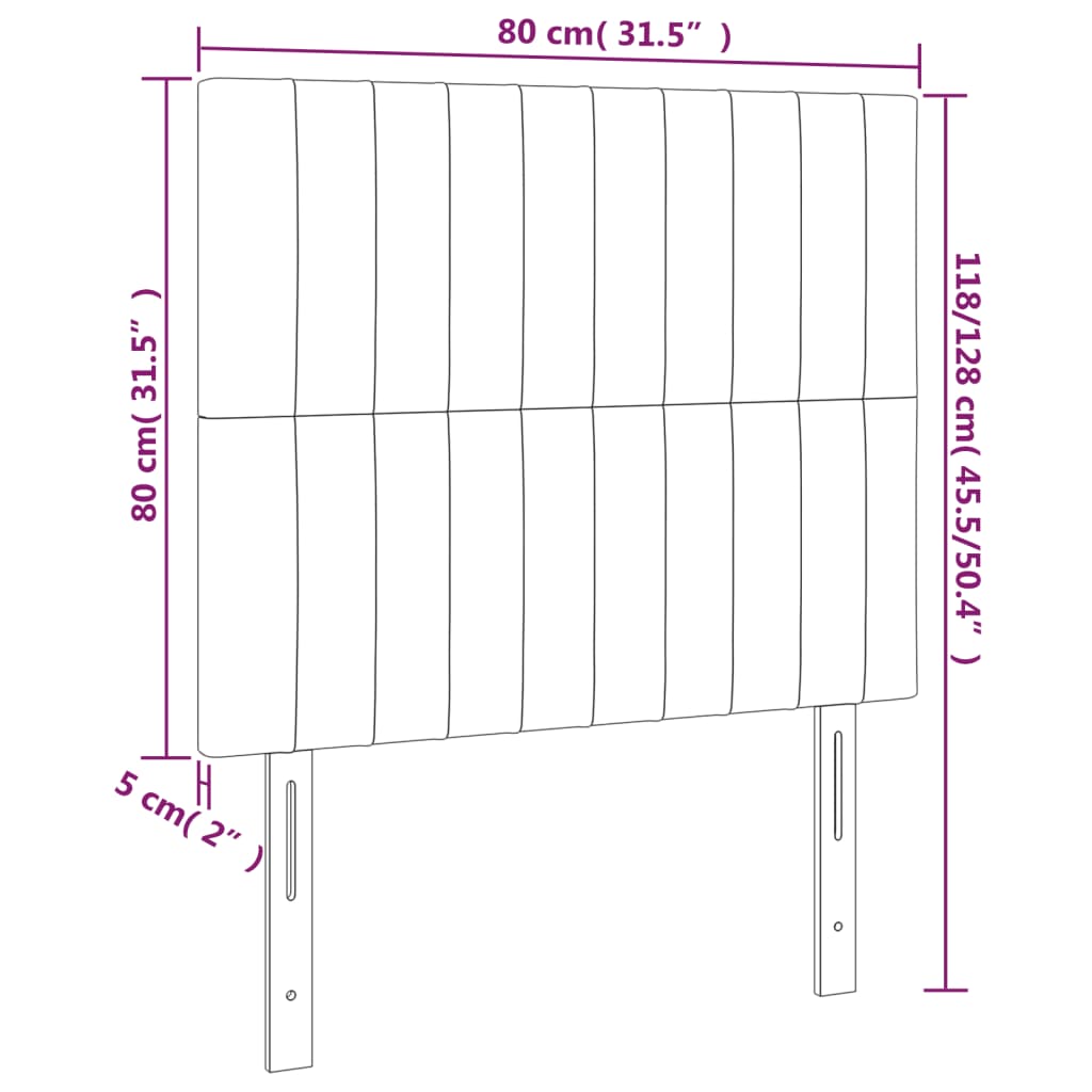 sengegavl med LED-lys 80x5x118/128 cm stof mørkebrun