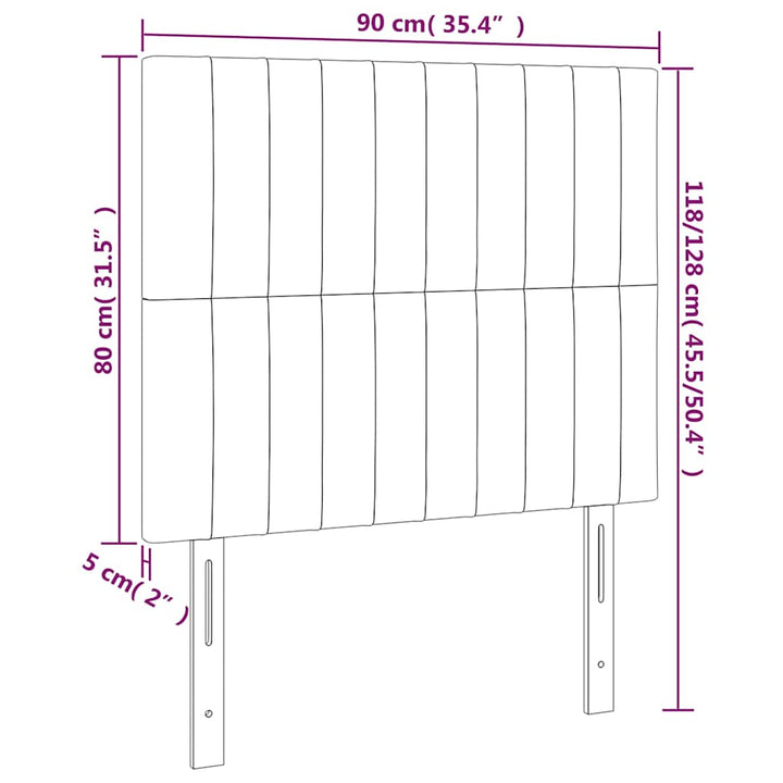 sengegavl med LED-lys 90x5x118/128 cm stof cremefarvet
