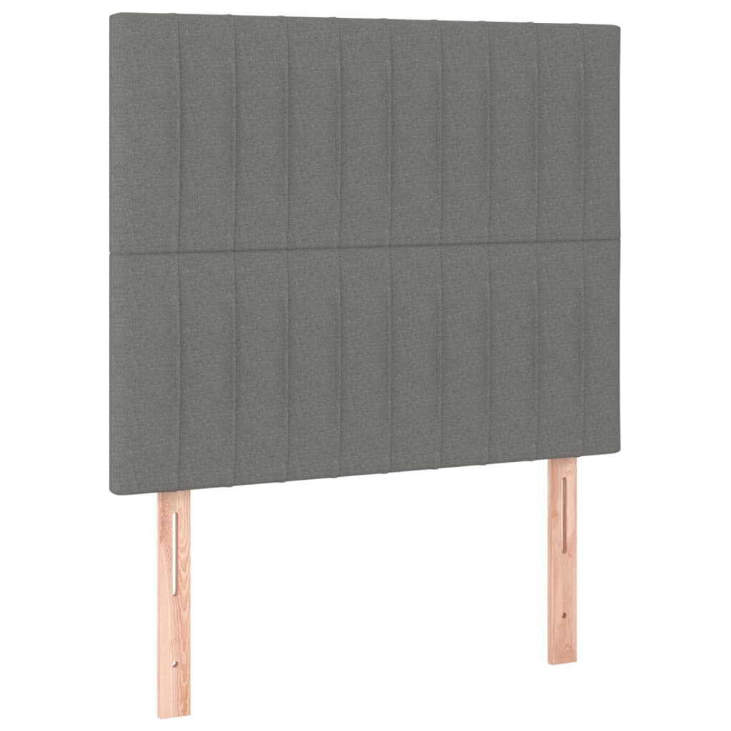 sengegavl med LED-lys 100x5x118/128 cm stof mørkegrå