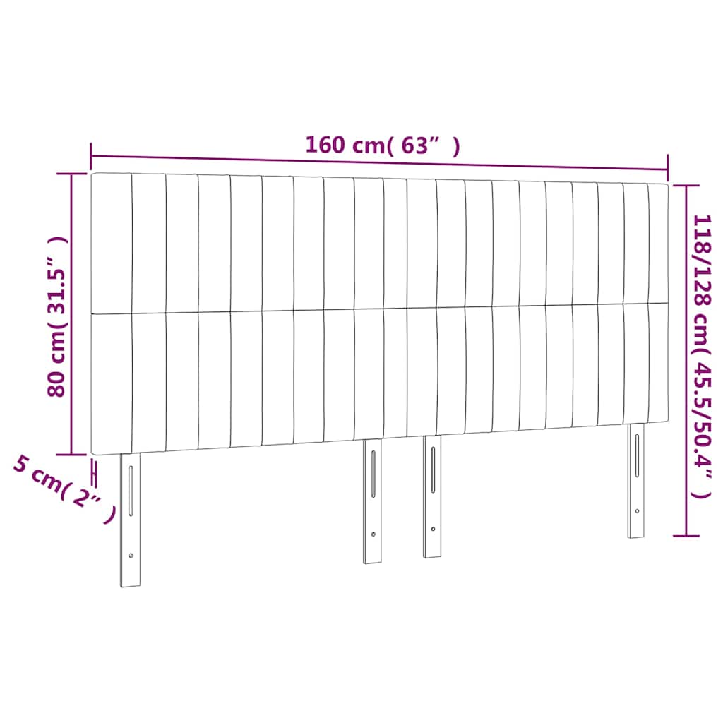 sengegavl med LED-lys 160x5x118/128 cm stof cremefarvet