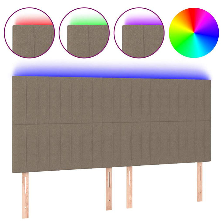 sengegavl med LED-lys 180x5x118/128 cm stof gråbrun